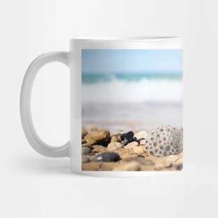 Petoskey Stone on Lake Michigan Beach Mug